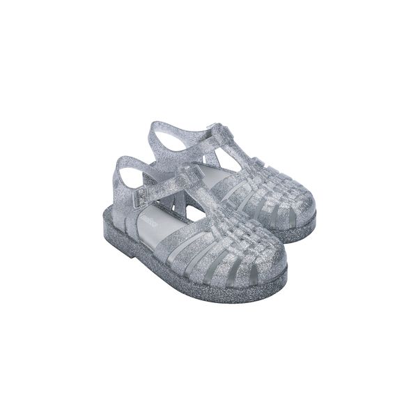 melissa beach slide glitter prata