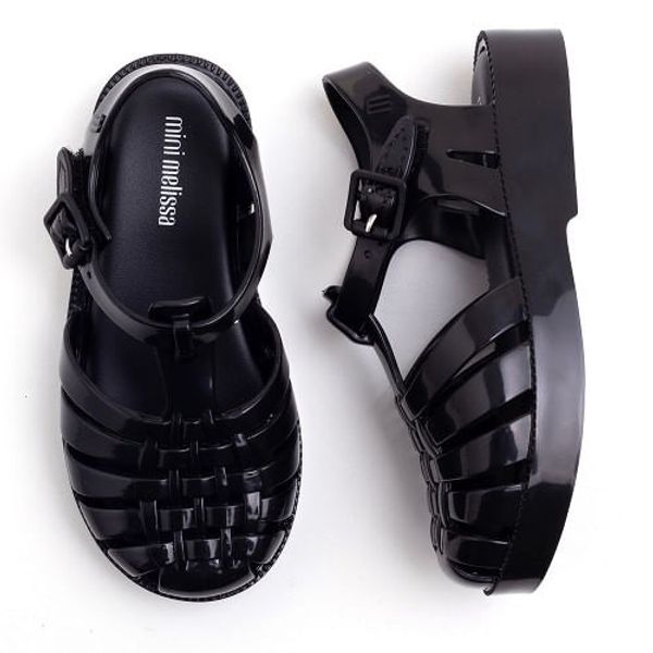 Sandália Mini Melissa Possession Preto Opaco Laranjeiras Kids