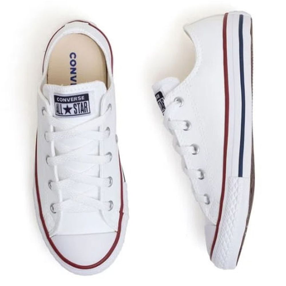 Tênis Infantil Converse All Star Chuck Taylor Couro Branco Cano