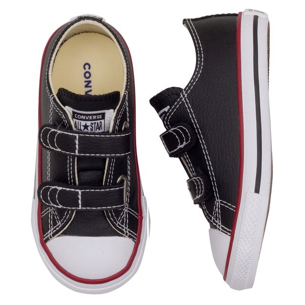 Couro All Star Preto Cano Baixo Masculino Tênis Infantil Converse